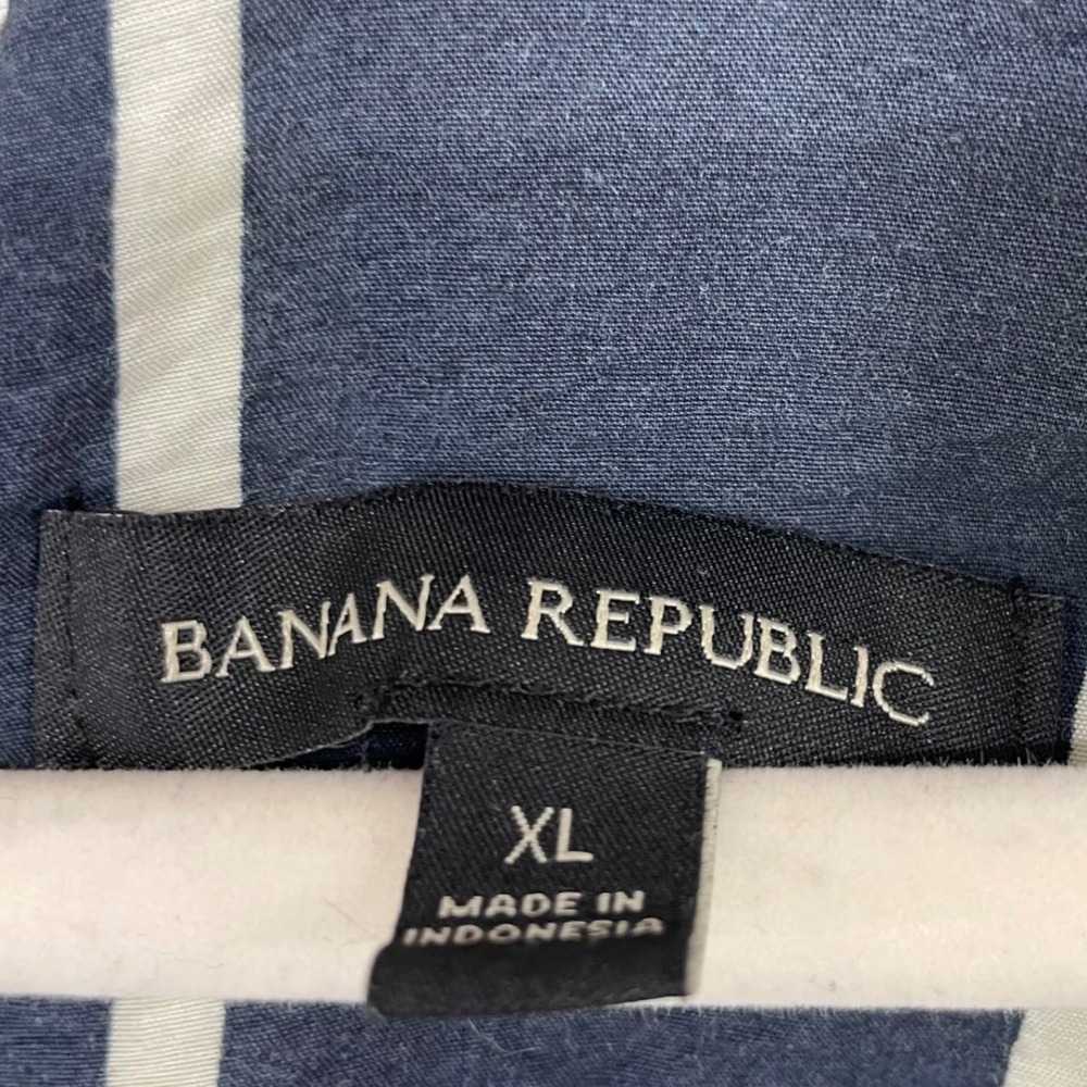 Banana Republic Size XL Shift Dress Navy Blue Geometric Abstract V-Neck Pockets - Picture 4 of 8